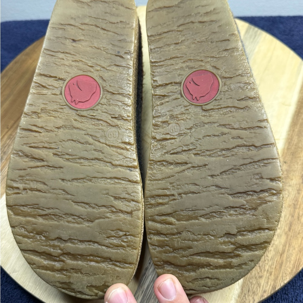 Haflinger Gray Wool Clog Slippers with Trim (Women’s 8-8.5) - Picture 6 of 7